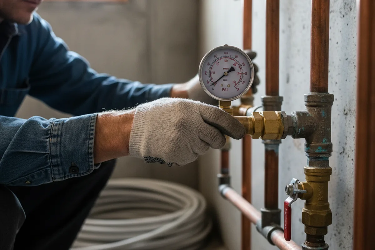 Pressure testing a repaired line during Water Line Repair in Arizona City